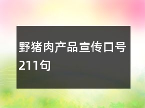 野猪肉产品宣传口号211句
