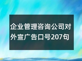企业管理咨询公司对外宣广告口号207句
