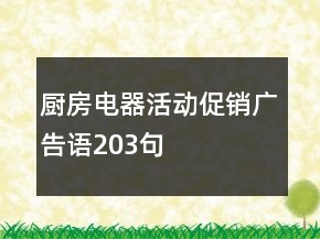 厨房电器活动促销广告语203句