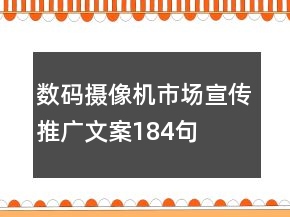 数码摄像机市场宣传推广文案184句