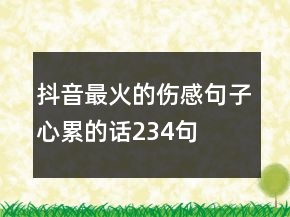 抖音最火的伤感句子心累的话234句