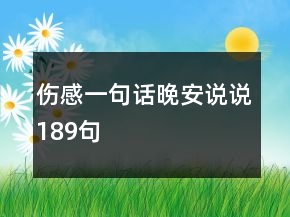 伤感一句话晚安说说189句