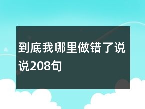 到底我哪里做错了说说208句