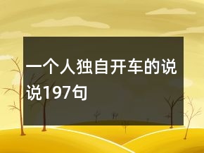 一个人独自开车的说说197句