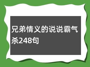 兄弟情义的说说霸气杀248句