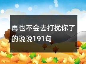 再也不会去打扰你了的说说191句