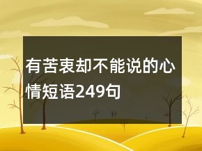 有苦衷却不能说的心情短语249句