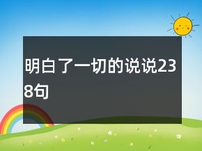 明白了一切的说说238句