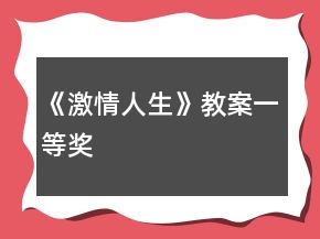 《激情人生》教案一等奖
