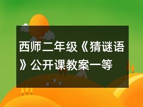 西师二年级《猜谜语》公开课教案一等奖