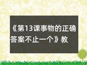 《第13课事物的正确答案不止一个》教案一等奖