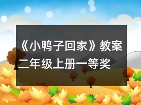 《小鸭子回家》教案（二年级上册）一等奖