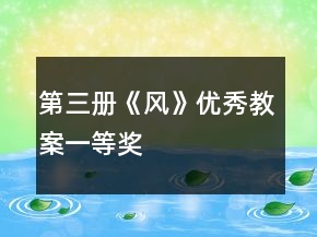 第三册《风》优秀教案一等奖