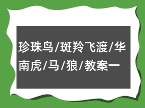 珍珠鸟/斑羚飞渡/华南虎/马/狼/教案一等奖