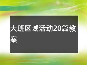 大班区域活动20篇教案