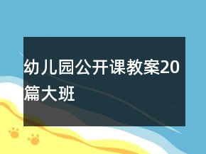 幼儿园公开课教案20篇大班