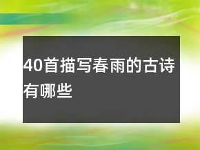 40首描写春雨的古诗有哪些