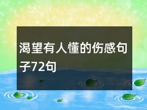 渴望有人懂的伤感句子72句