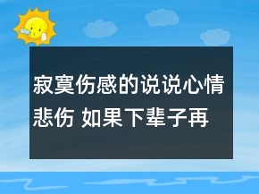 寂寞伤感的说说心情悲伤 如果下辈子再遇见我一109句