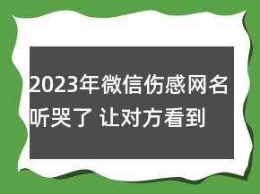 2023年微信伤感网名听哭了 让对方看到心疼的伤感网65句