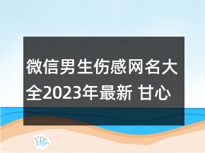 微信男生伤感网名大全2023年最新 甘心为你做个小丑119句