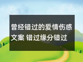 曾经错过的爱情伤感文案 错过缘分错过你71句