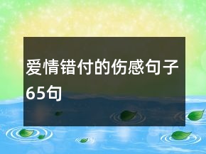 爱情错付的伤感句子65句
