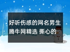 好听伤感的网名男生腾牛网精选 撕心的爱纠缠不138句