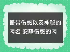 略带伤感以及神秘的网名 安静伤感的网名145句