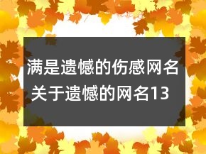 满是遗憾的伤感网名 关于遗憾的网名133句