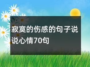 寂寞的伤感的句子说说心情70句