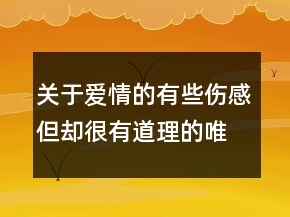 关于爱情的有些伤感但却很有道理的唯美文艺说97句