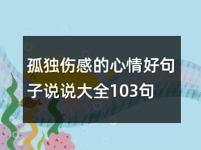 孤独伤感的心情好句子说说大全103句